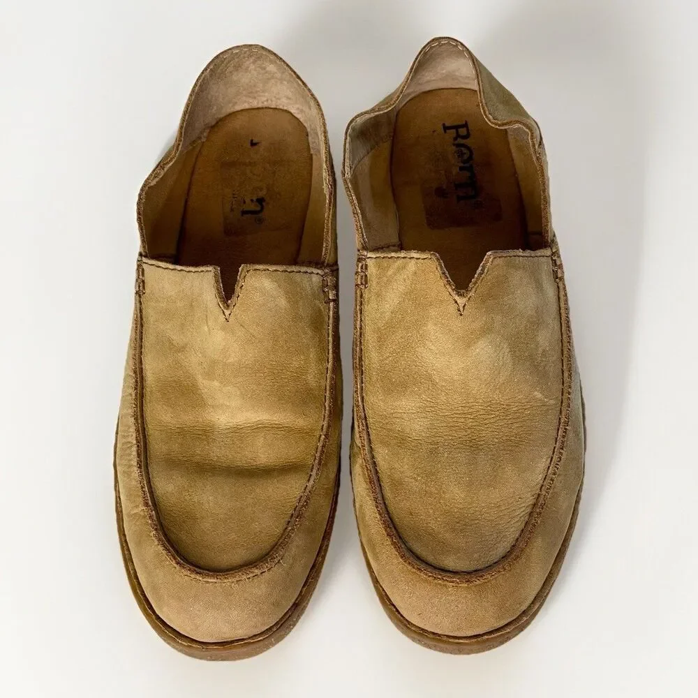 Born Men’s 9M Tan Suede Slip-On Loafers Casual Comfort Driving Moc Style